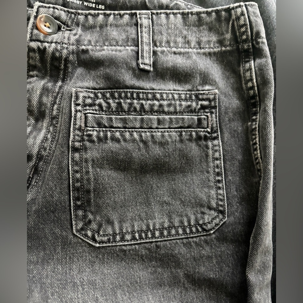 Old Navy Drapey Denim Hi-Rise Baggy Wide-Leg Black Jeans - Picture 4 of 4